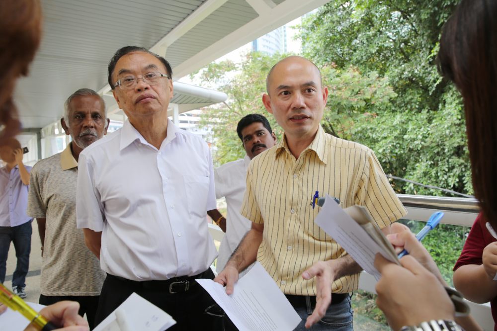 Segambut MP Lim Lip Eng and Bukit Bintang MP Fong Kui Lun held a new conference on the site earlier today. u00e2u20acu201d Picture by Choo Choo May
