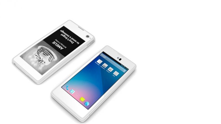 The Yotaphone has an e-reader screen on its rear side and a full colour, 720p display on the other. u00e2u20acu201d AFP pic