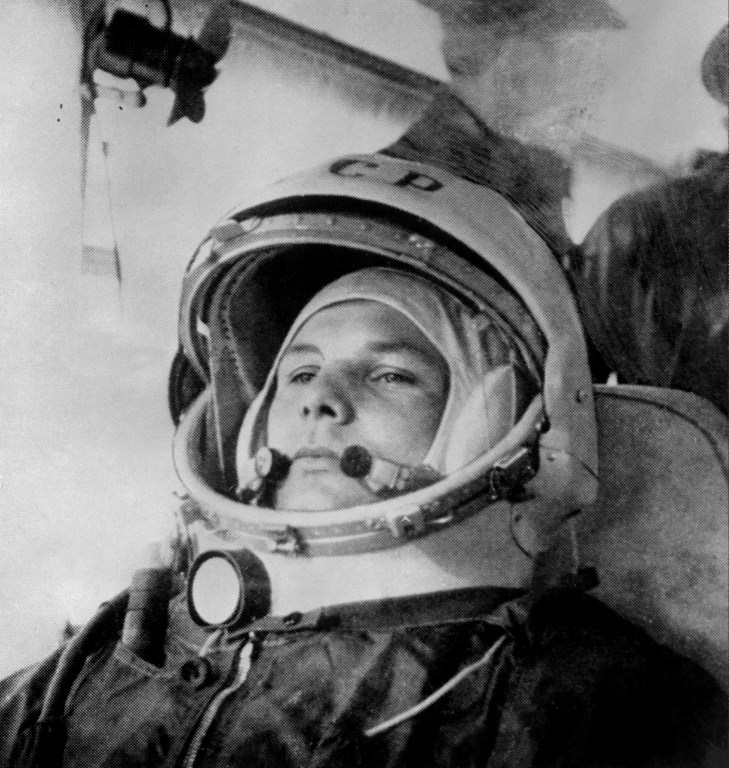 A file photo taken on April 12, 1961 shows Soviet cosmonaut Yuri Gagarin, 27, preparing to board the Soviet Vostok I spaceship.